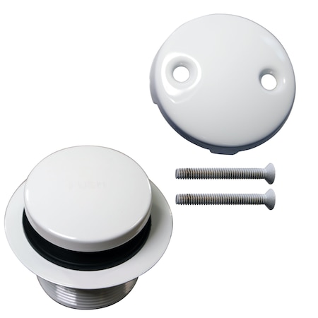 Westbrass 1-1/2" Tip-Toe Bathtub Drain with Two-Hole Overflow, Powder Coat White D93-2-50